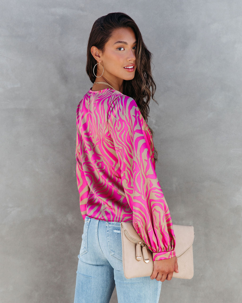 Shane Printed Twisted Balloon Sleeve Top - Se7enfashion