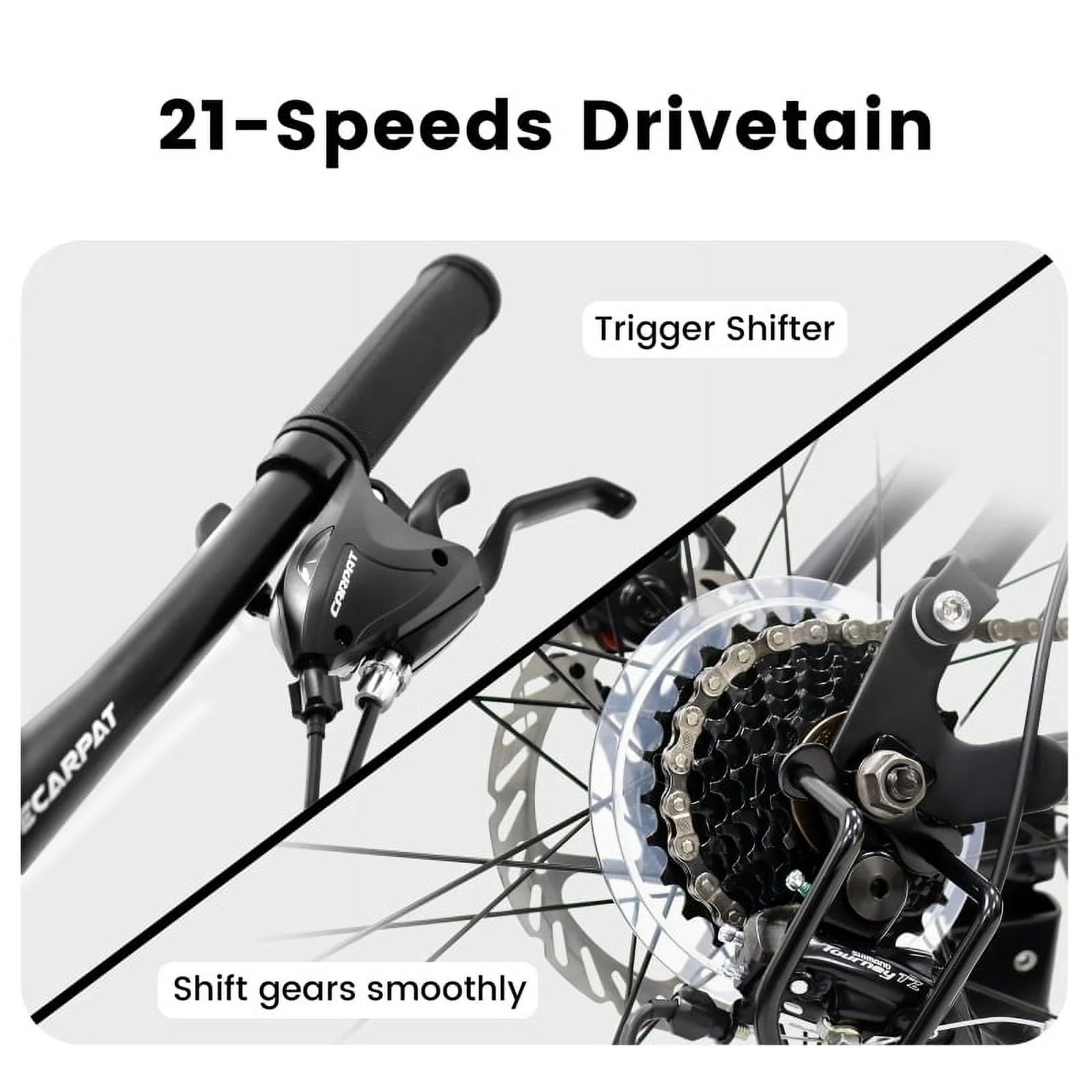 A2760 27.5 Inch Full Suspension Mountain Bike, Front and Rear Dual Shock Absorbers, Mechanical Disc Brakes, 21-Speed, Suitable for Men and Women, Ideal for Travel and Fitness Enthusiasts - Image 4