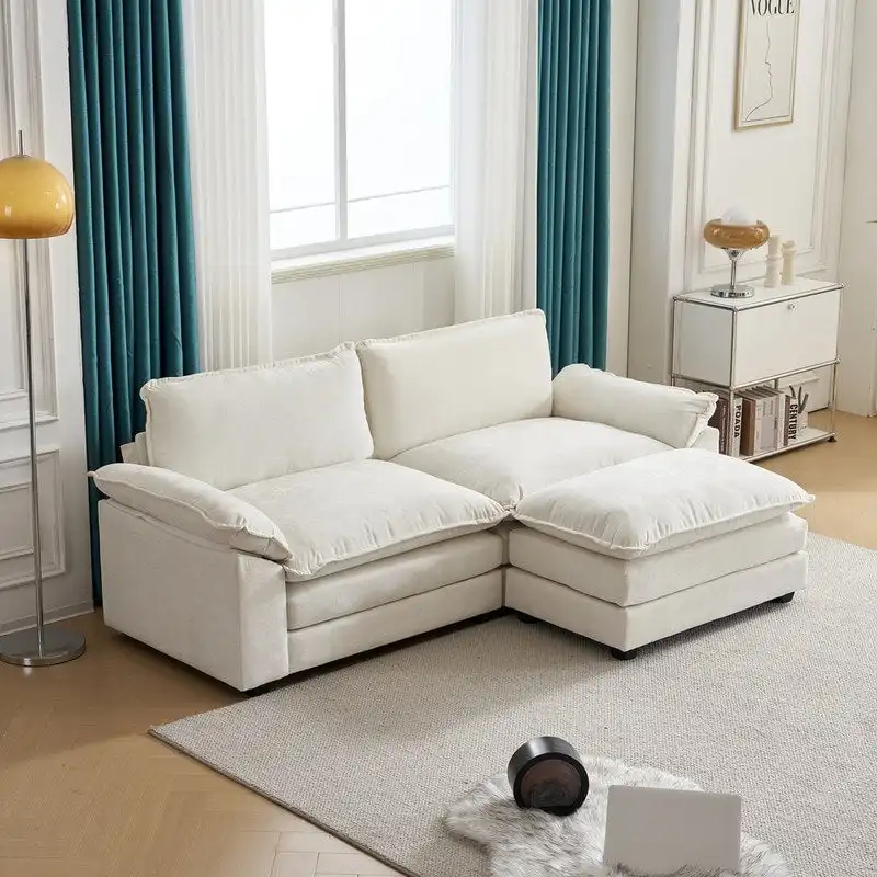 Chenille Two-Seater Sofa with Footstool - 2+1 Indoor Double Bag, Dimensions: 217*141*85