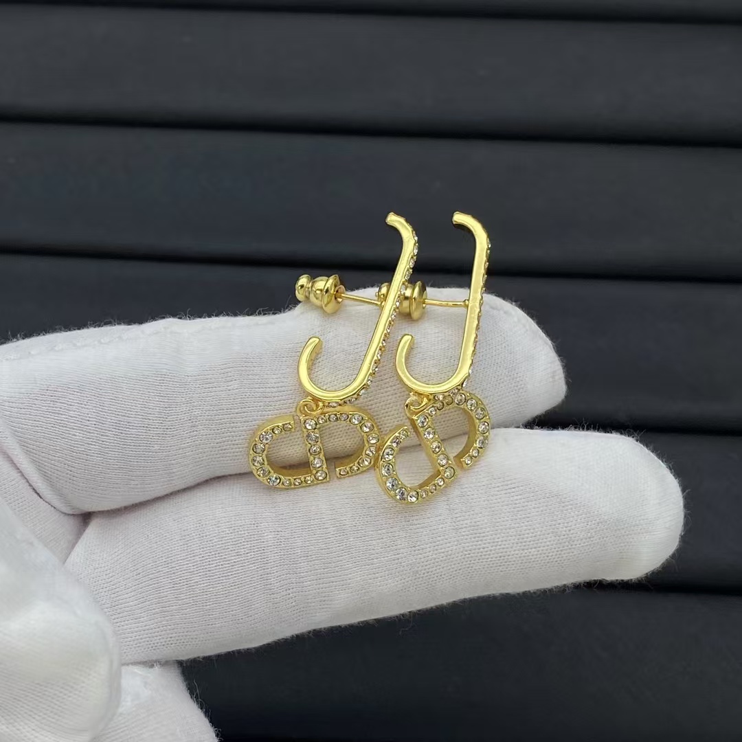 Dior Huggie Hoop Earrings with CD Drop - Original Replica Club