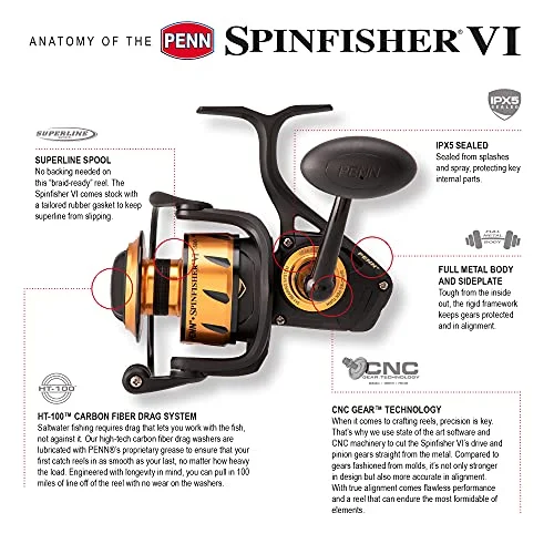PENN Spinfisher Vl Spinning Nearshore/Offshore Fishing Reel, Size 8500 - Image 7
