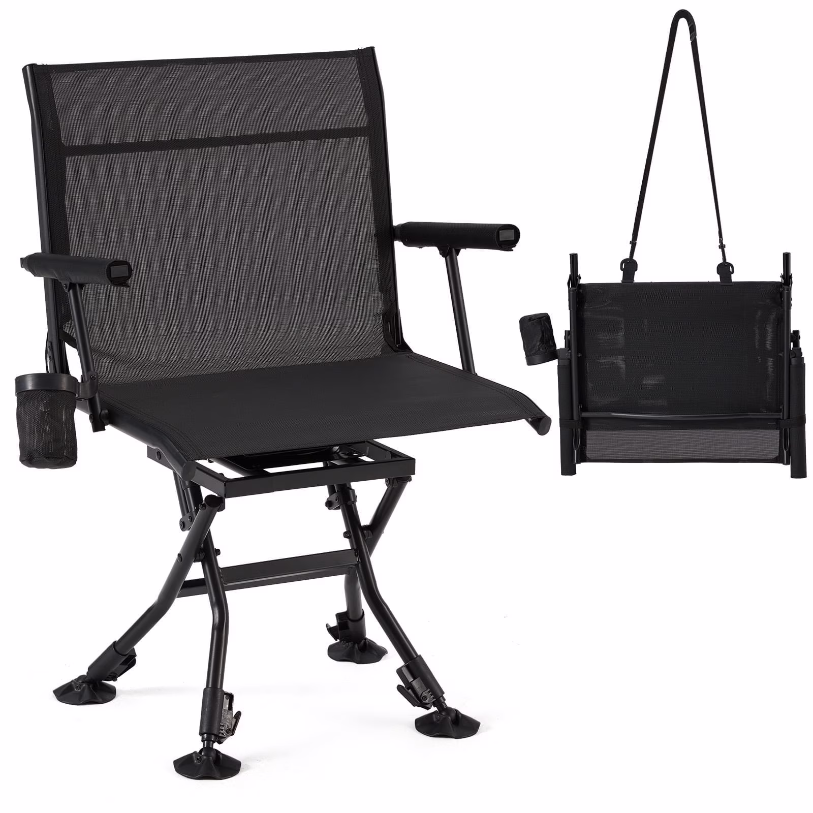 Danrelax 360- Silent Camo Hunting Blind Chair, Armrests, Side Pouch, Telescopic Legs - Image 9