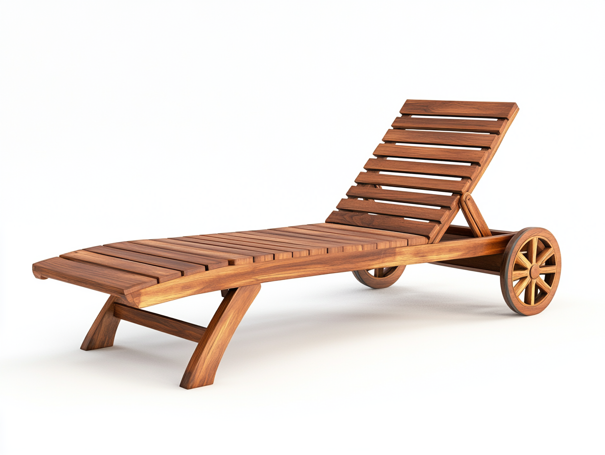 Sofá de madera de teca para exterior reposera con ruedas ideal para jardín