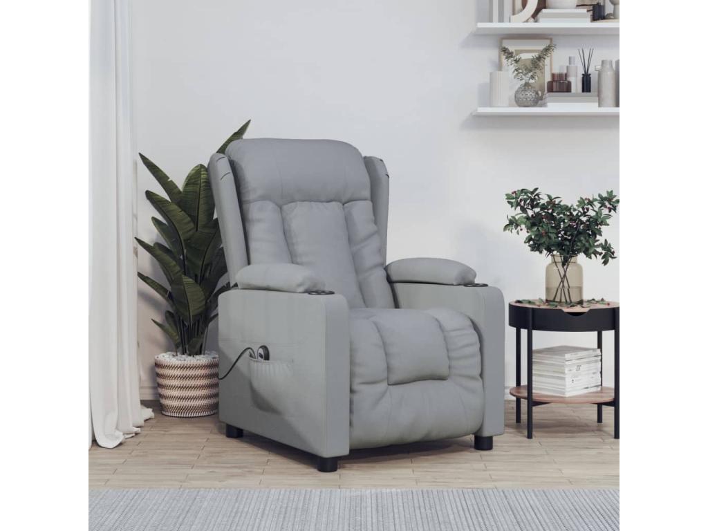 Sillón reclinable eléctrico tela gris claro