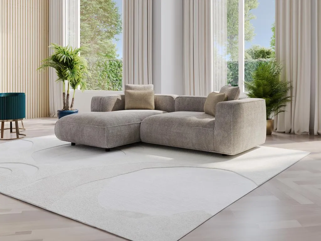 Sofá rinconero izquierda de terciopelo texturizado gris Mobtrendy nopi51753