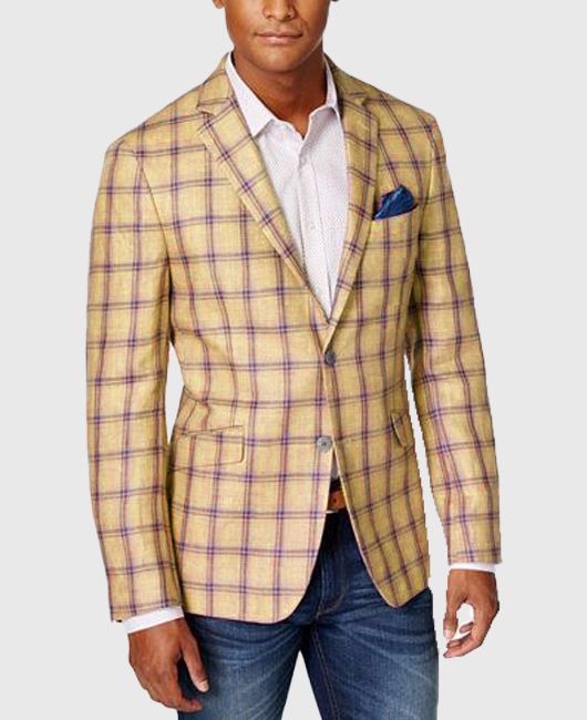 OK Fashion Pink Plaid Print Notch Lapel Two Button Blazer