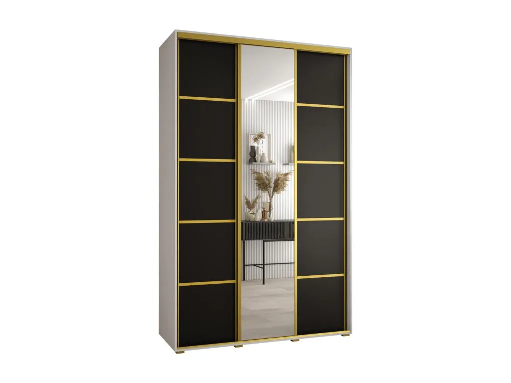 ARMARIO Alkifurniturees 5 DE PUERTAS CORREDERAS 235.2/160/45 3 puertas (Blanco/Negro/Oro) QQDN45547
