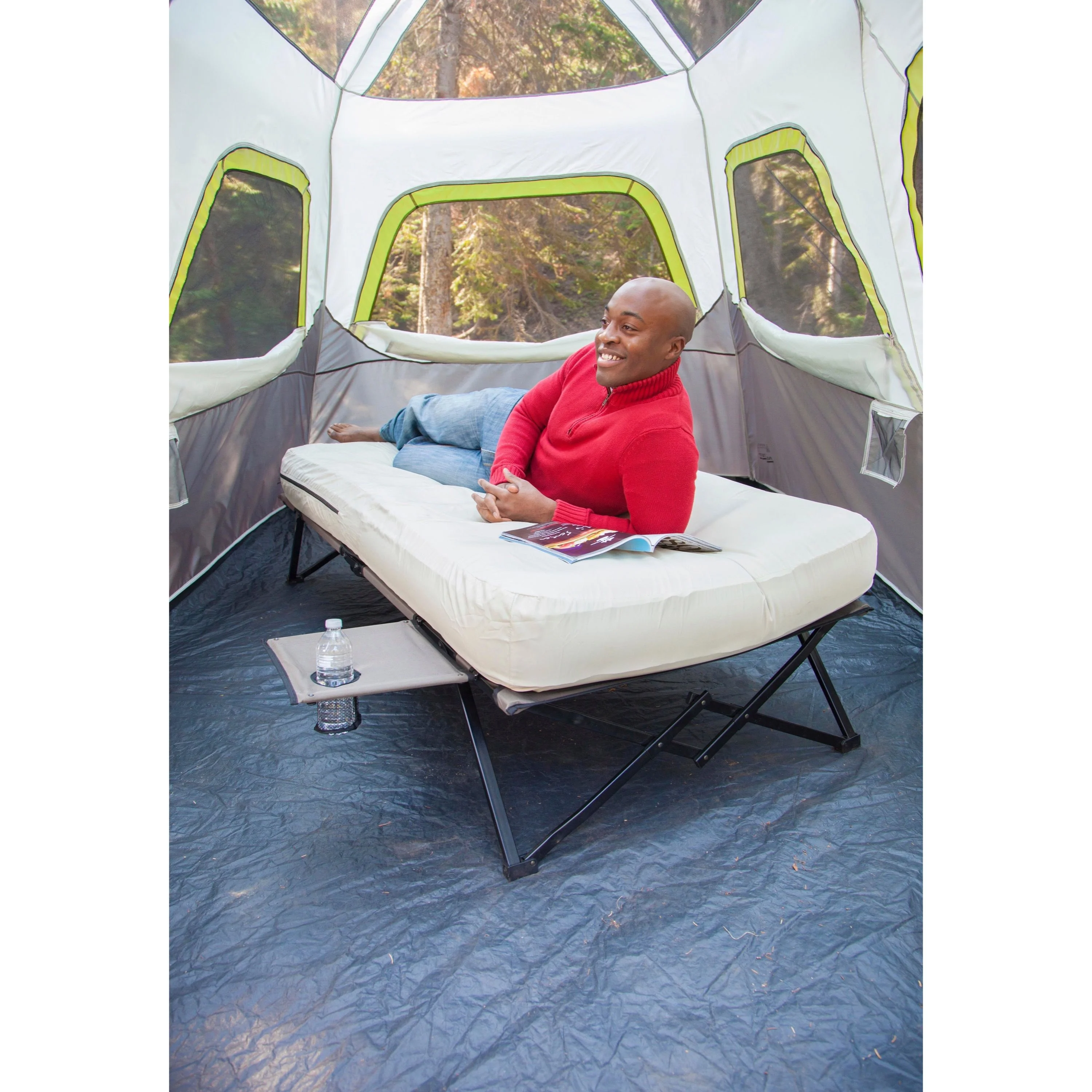Coleman Cot and Thick Queen Air Mattress Combo Side Tables, Pump Included - Image 13
