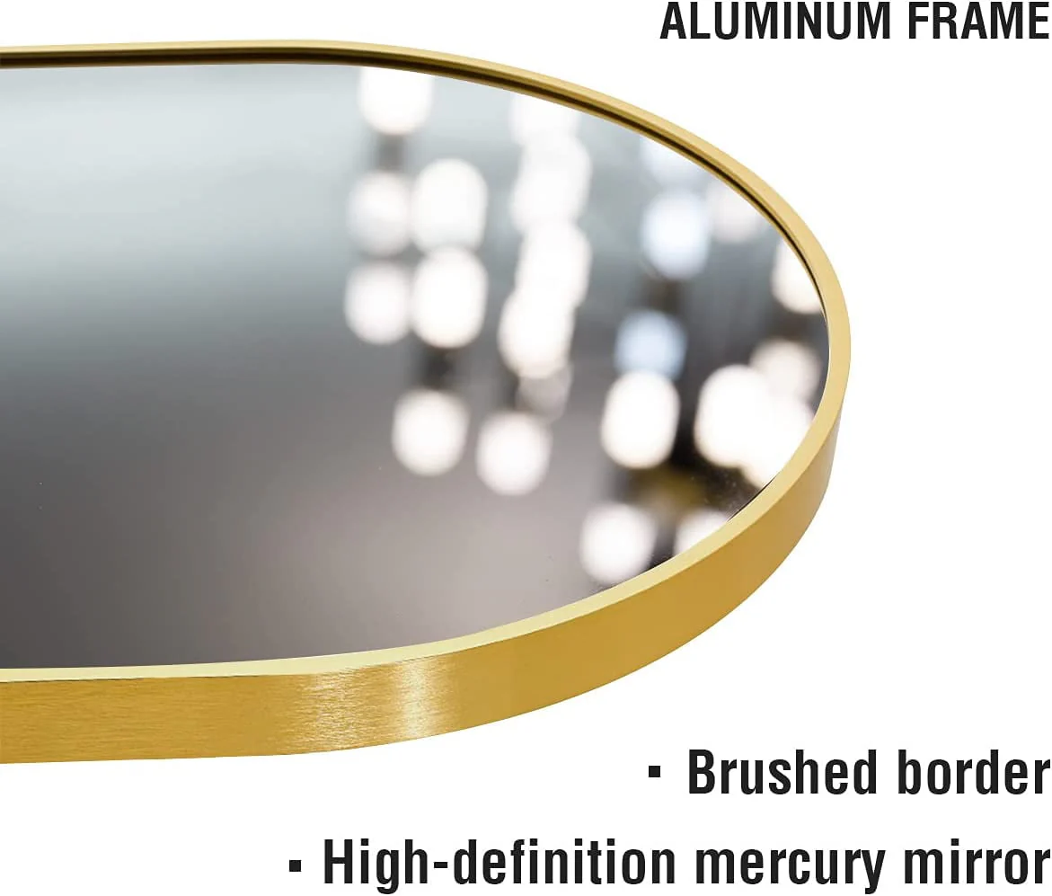 Vlush Full Length Mirror, 65"x22" Arched Floor Mirror, Full Body Standing Mirror with Aluminum Frame (Gold) - Image 8