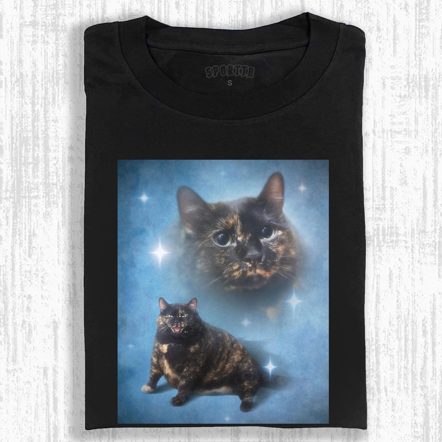 CAT’S STARRY MOMENT DOUBLE SHADOW CUTE T - SHIRT