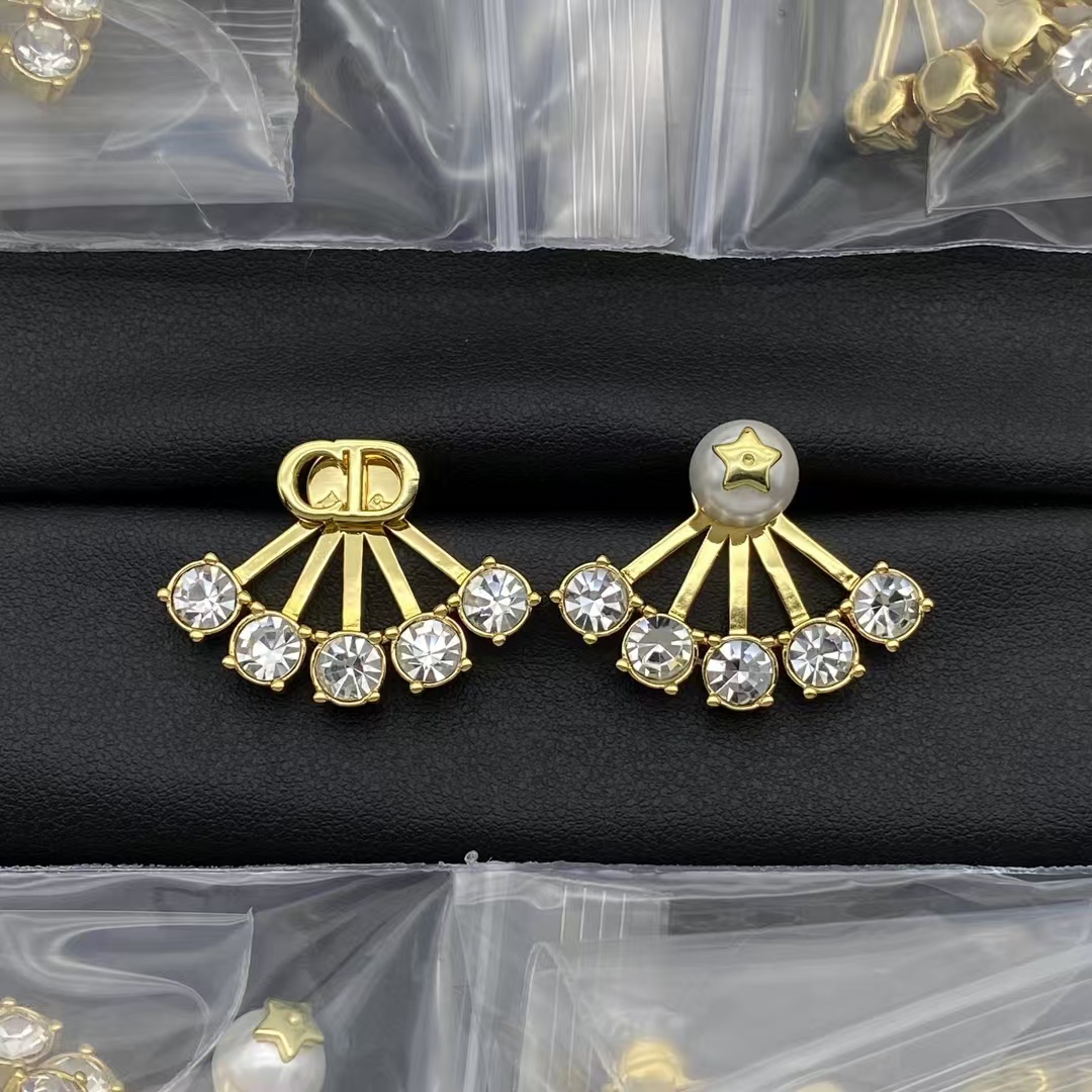 Dior Asymmetric Diamond Paved Stud Earrings - Original Replica Club