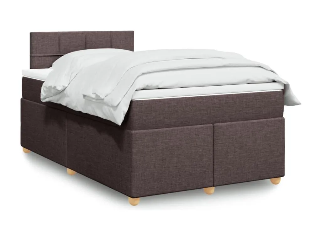 Cama box spring con colchón tela marrón oscuro 120x200 cm pyv3520659