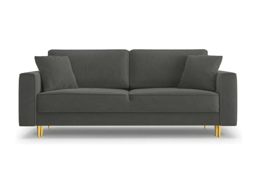 Sofá Cama con Almacenamiento Lluesmahome de 3 Plazas, pana gris, 233x102x89cm.  BY0407546