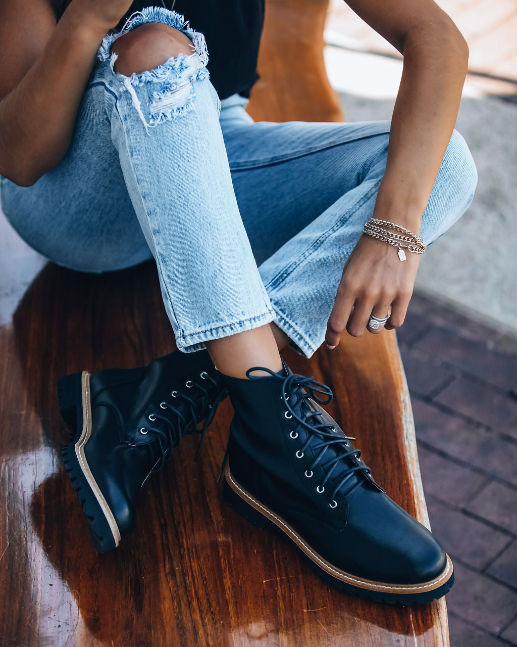 Brycen Faux Leather Lace Up Boot - Se7enfashion