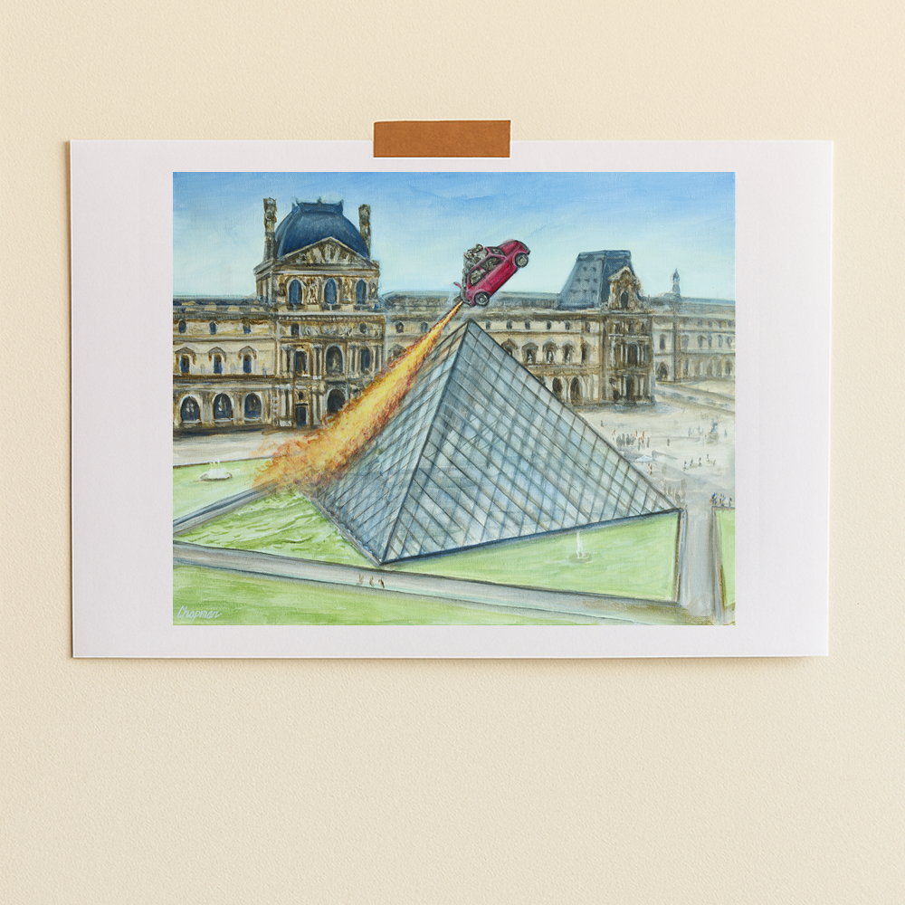 Merci x Travis Chapman - Affiche Launch from the Louvre