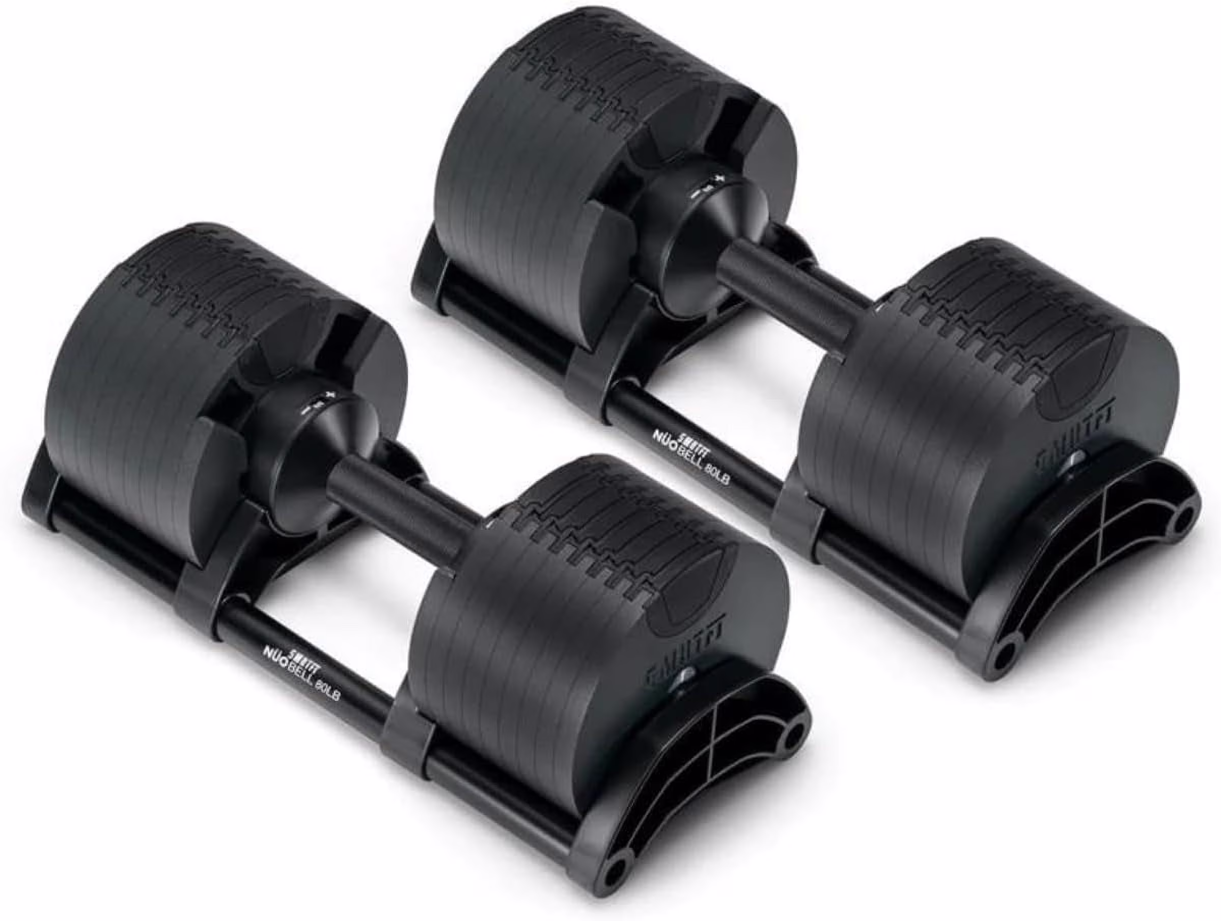 SMRTFT NUOBELL - All - in - One, Durable, Adjustable Dumbbells, Black, 5, 80 lb(80 lb/Matte Black)