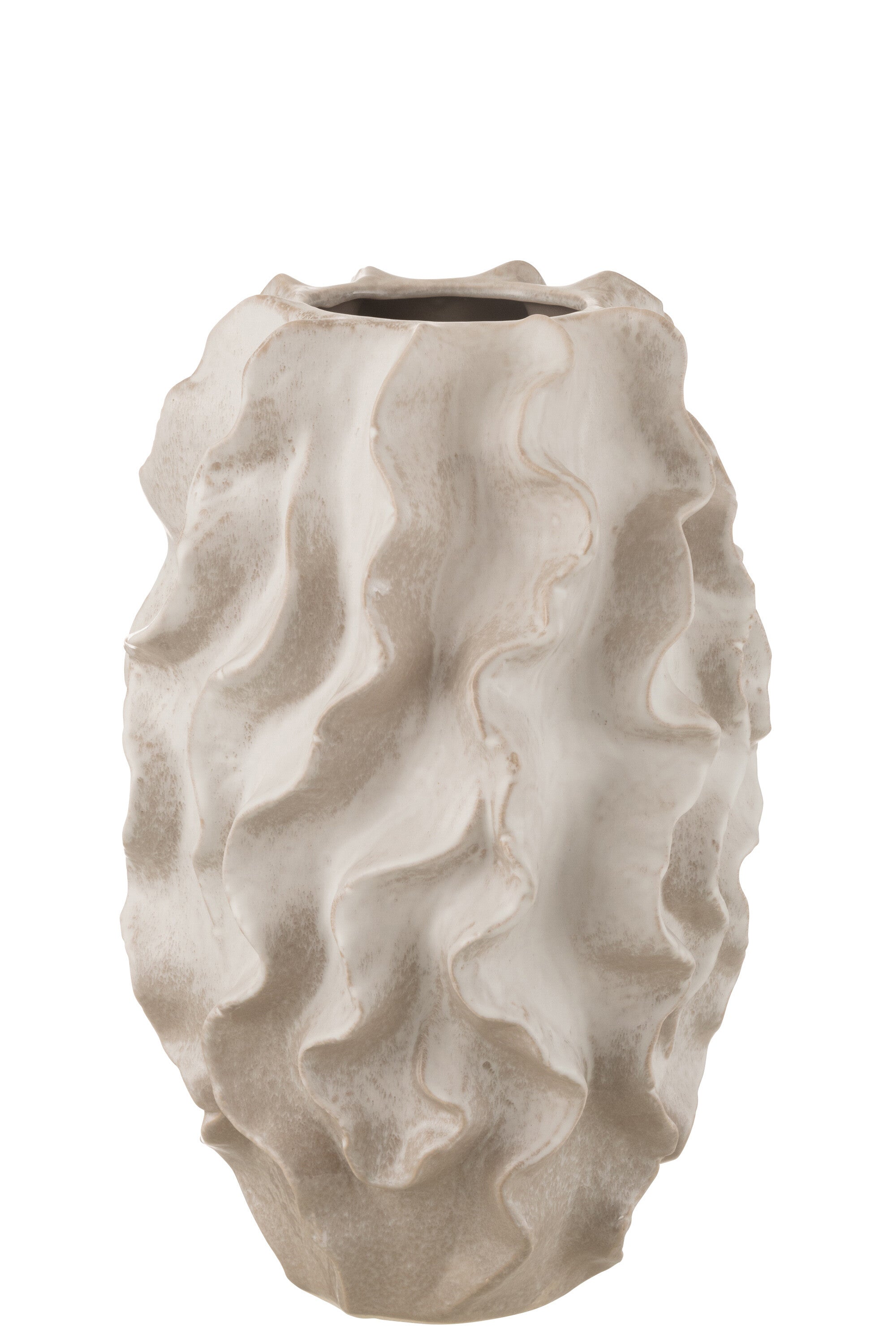 J-Line vaas Abstract Golven - klei - beige - large - 48 cm h