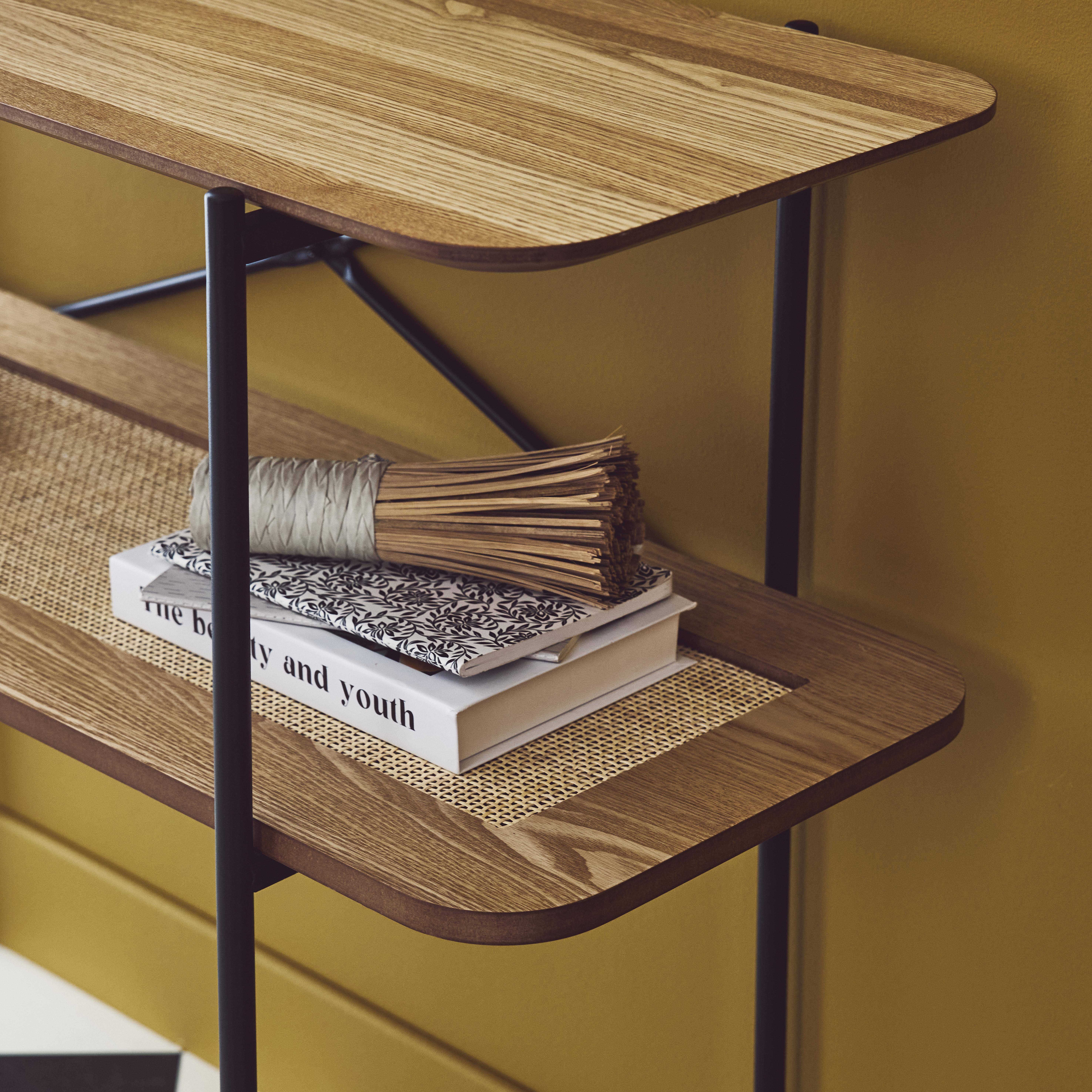 Manado - Consola vintage efecto madera y caña doble, 100cm