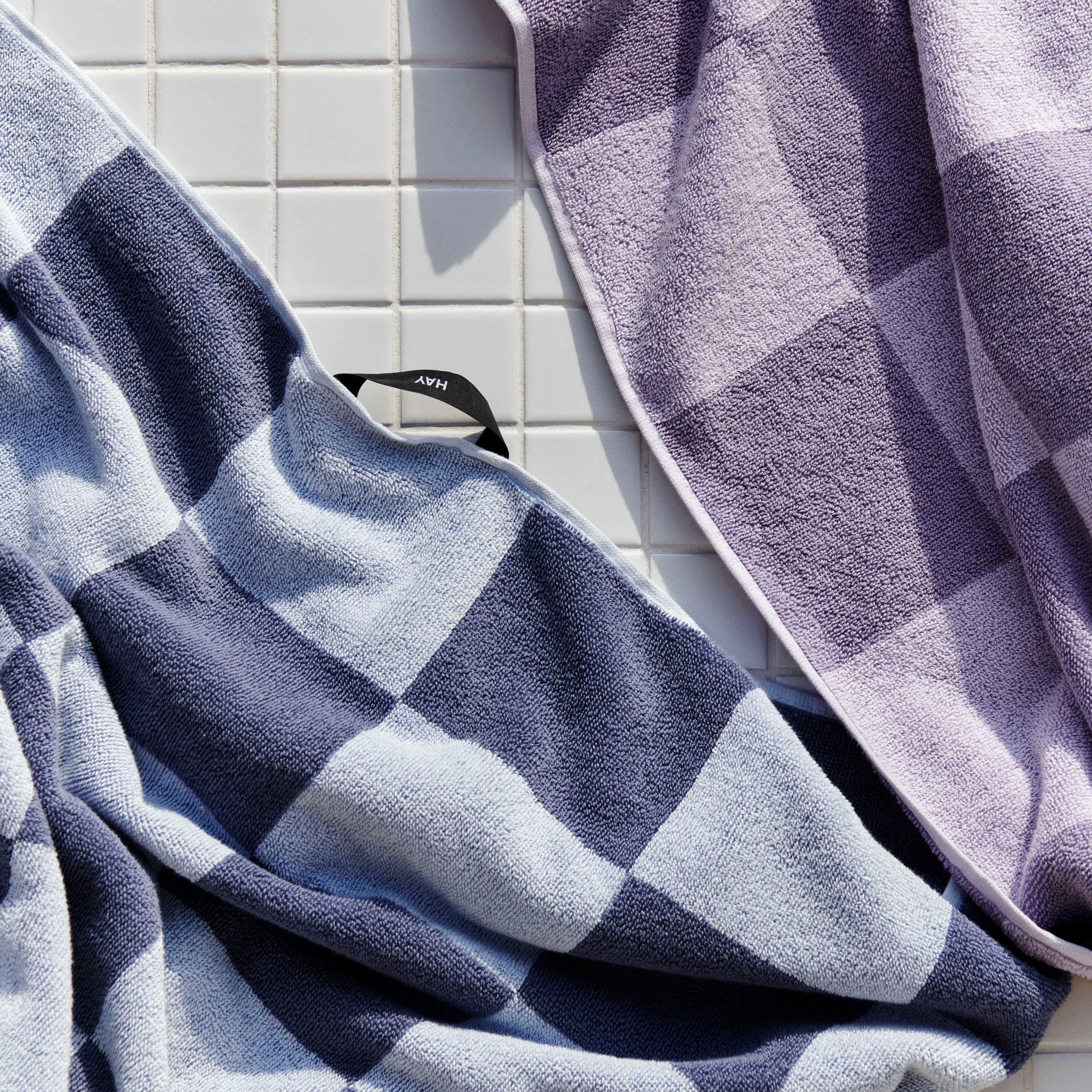 HAY Check Badmat - Staal Blauw