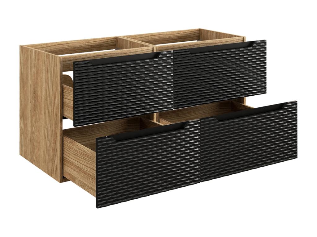 Mueble doble lavabo 120cm 4 cajones Elora Negro y madera Cloud