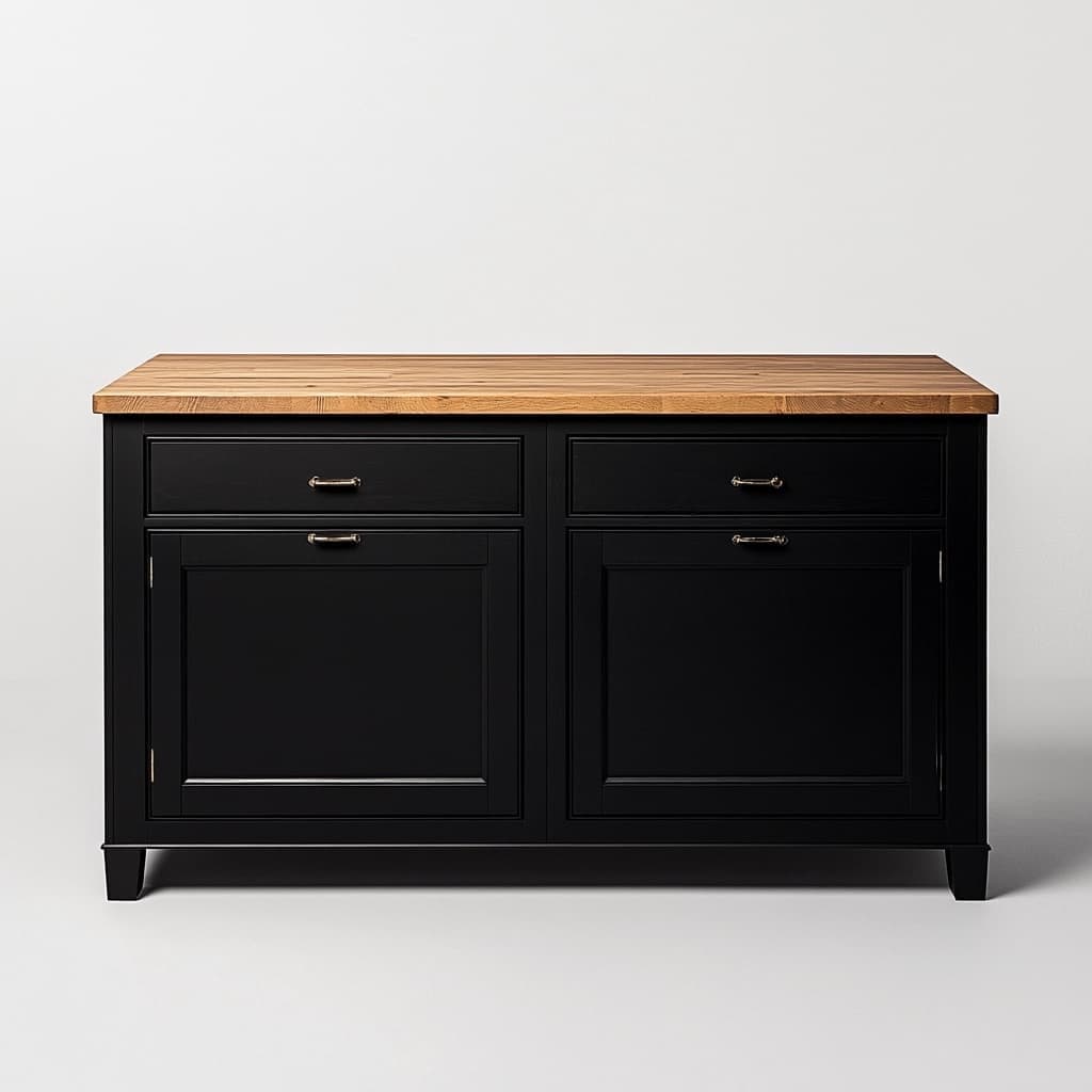Isla de Cocina Madera Negro Roble 90x150x60cm