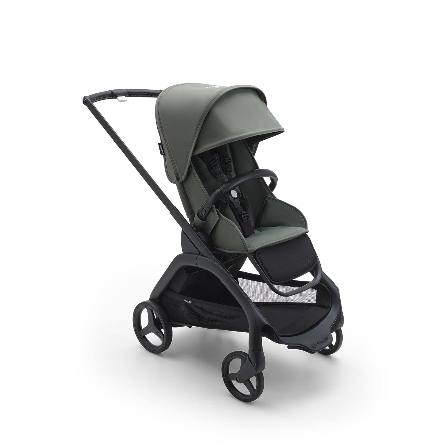 Bugaboo Dragonfly City Stroller, Lightweight Compact Baby Stroller with One Hand Easy Fold in Any Position, Full Suspension, XL Underseat Basket, Black Chassis and Forest Green Sun Canopy