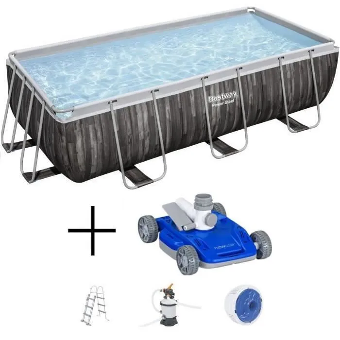 WAYFAIR Kit Piscine Hors Sol Tubulaire BESTWAY - Power Steel? - 427 X 250 X 100 Cm + Robot Nettoyeur Automatique