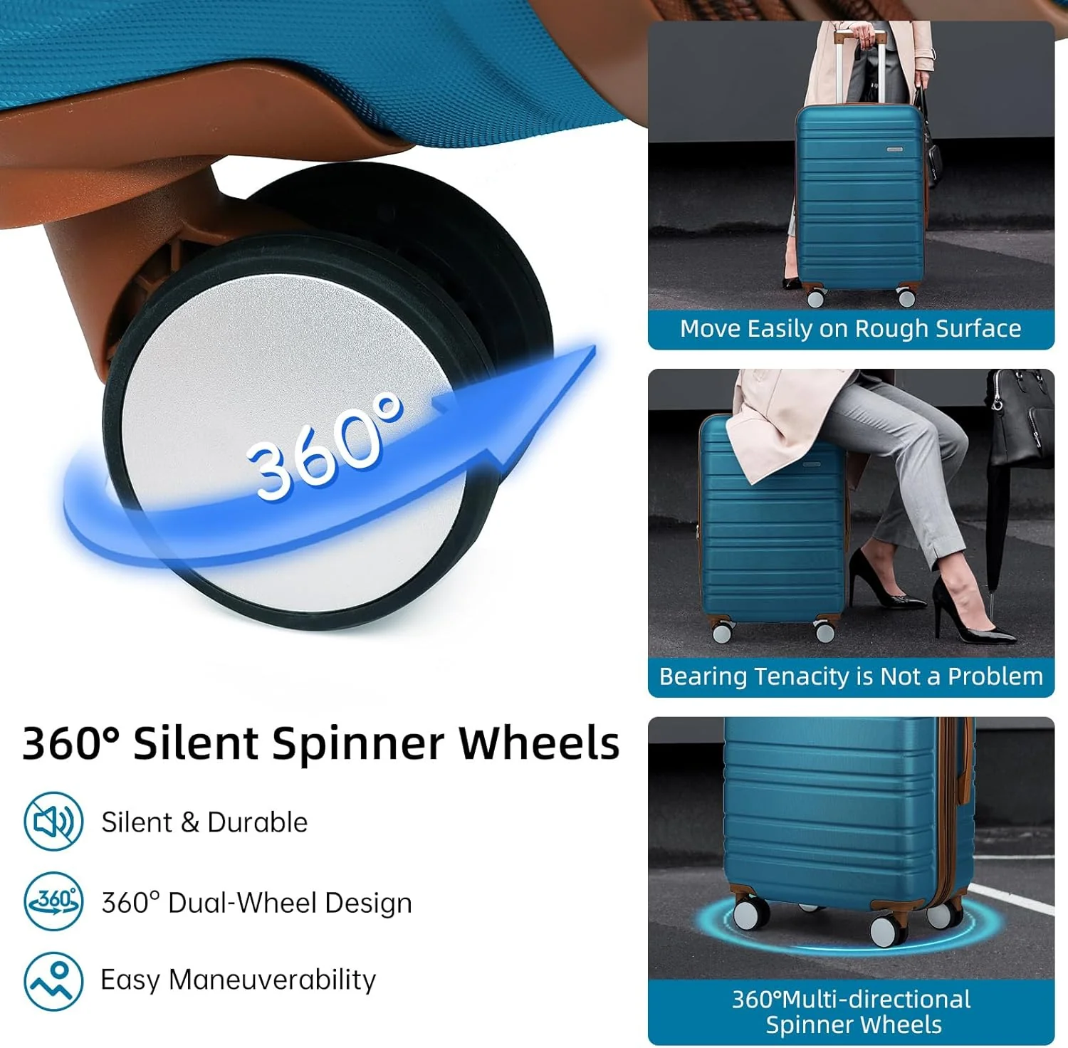 6-piece luggage set, expandable hardshell suitcase set with spinner wheels, lightweight rolling luggage set