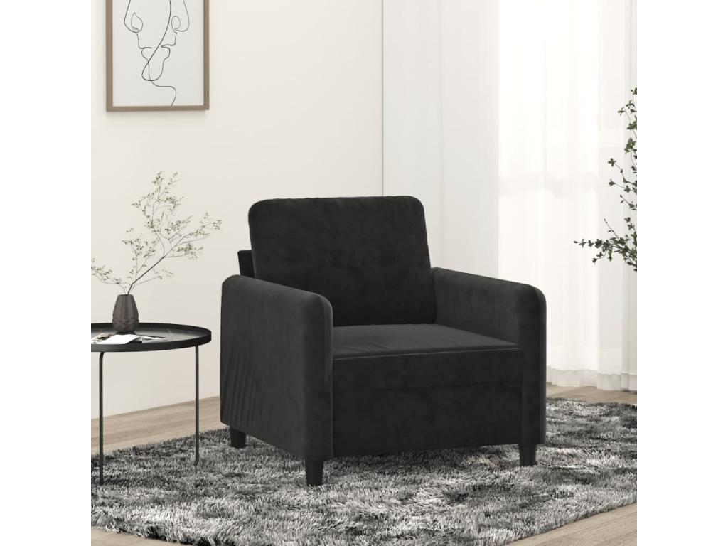 Sillón de terciopelo negro 60 cm