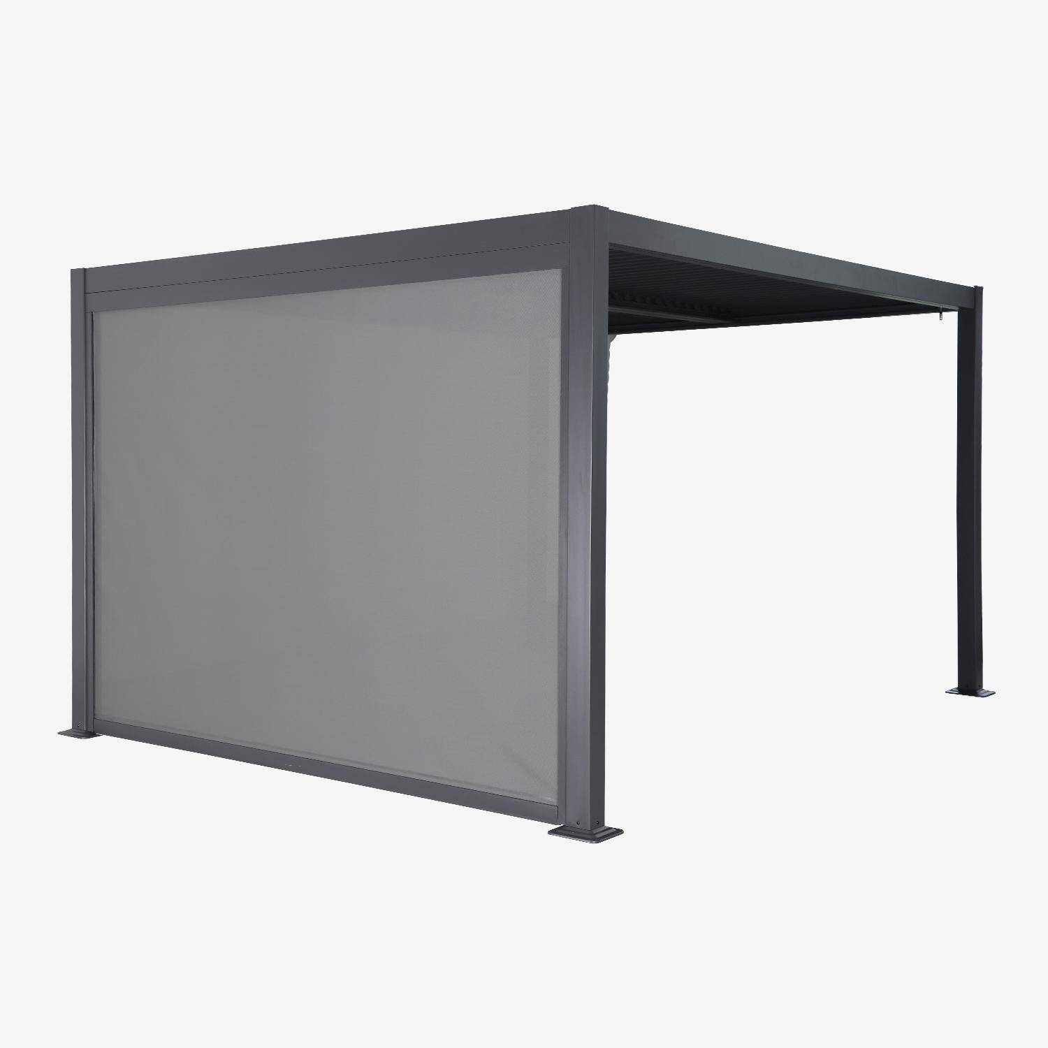 Palace 3x3m + accesorio - Pergola bioclimática de aluminio y acero 3x3m  + 1 toldo de 3m