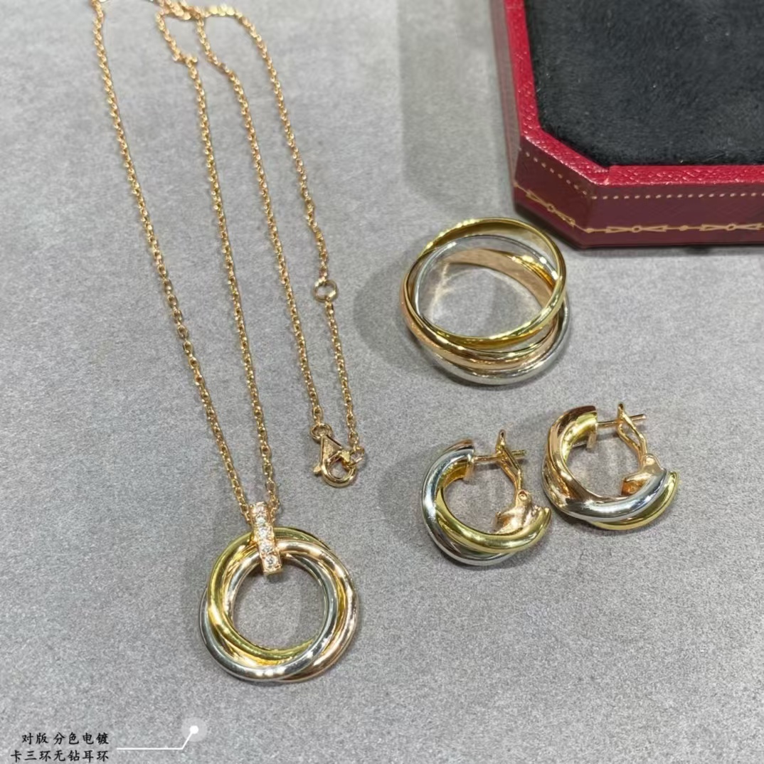 Cartier Three Colors Metal Hoop Earrings - Original Replica Club