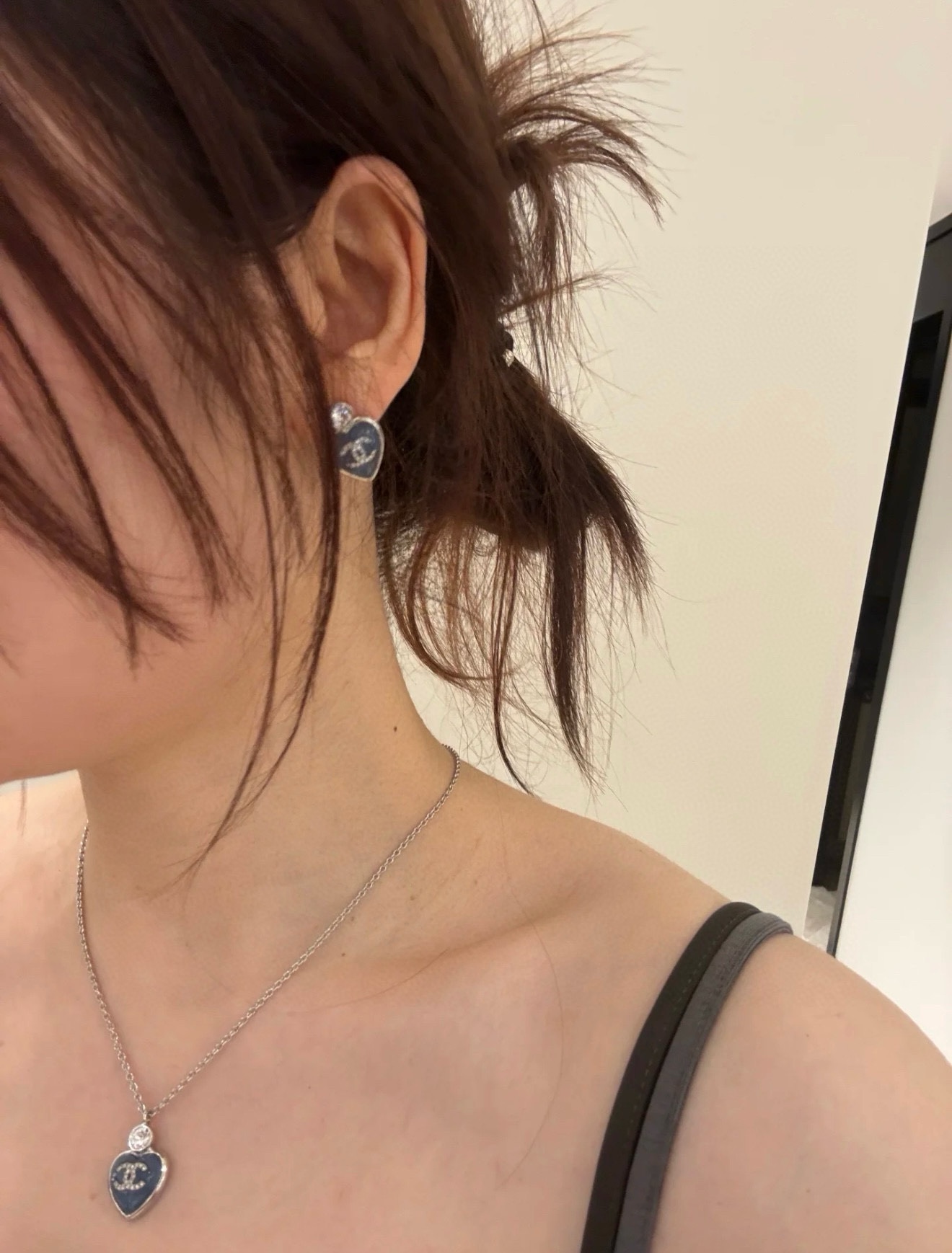 Chanel Blue Love Heart Necklace and Earrings - Original Replica Club