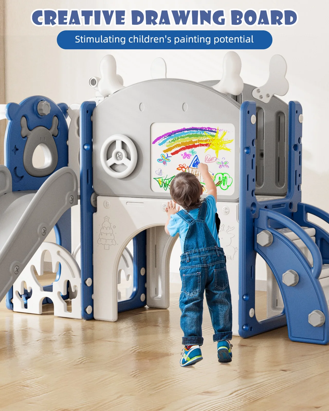 Korimefa 11-in-1 Toddler Slide Set with Golf, Basketball Hoop, Kids Slide for Toddlers Age 1-4, Climber Slip and Slides, Baby Outdoor Toys - Image 18