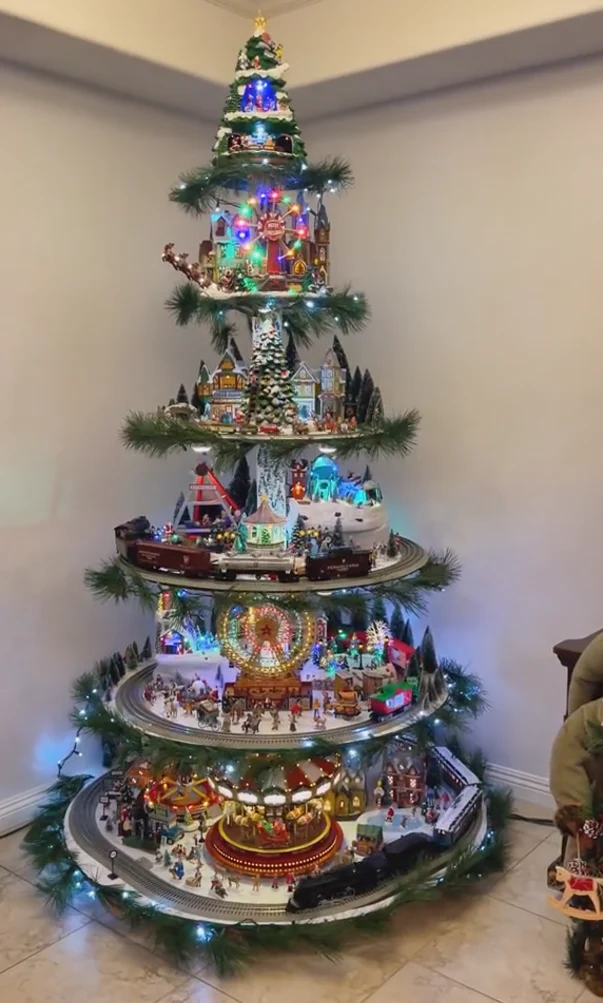 WAYFAIR Ferris Wheel Christmas Tree (With Trains, Ferris Wheel, Brightly Lit Houses)
