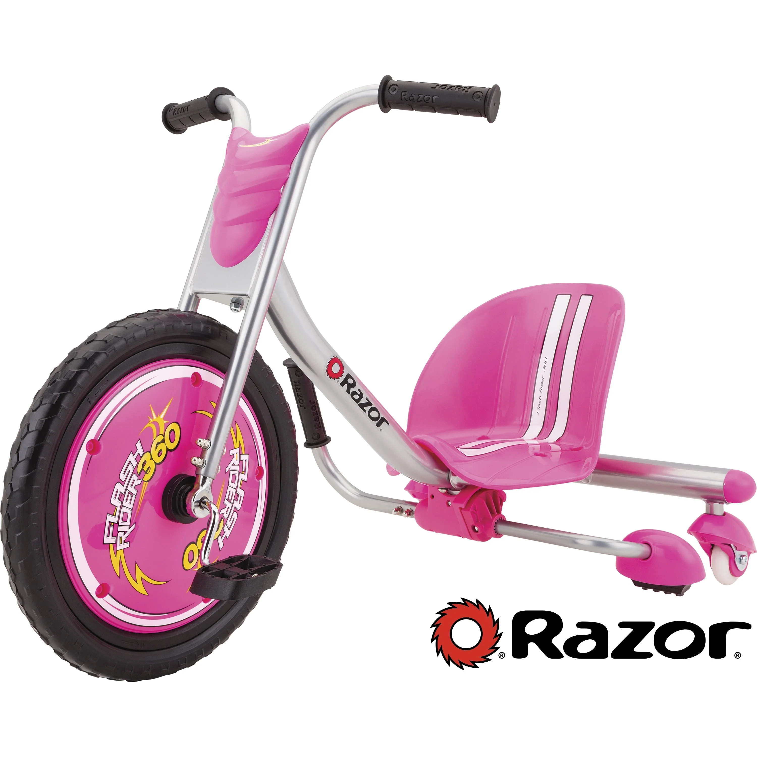 Razor FlashRider 360 Tricycle with Sparks - Pink, 16" Front Wheel, Welded Steel Frame Trike, Ride-On Toy for Kids Ages 6 and Up, Unisex - Image 7