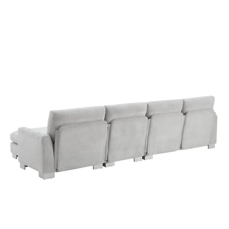 Spacious L-Shaped Chenille Sectional Sofa with Chaise Lounge for Living Room, Apartment, or Office