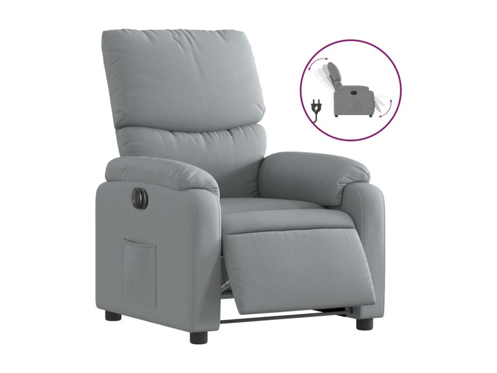 Sillón reclinable eléctrico tela gris claro