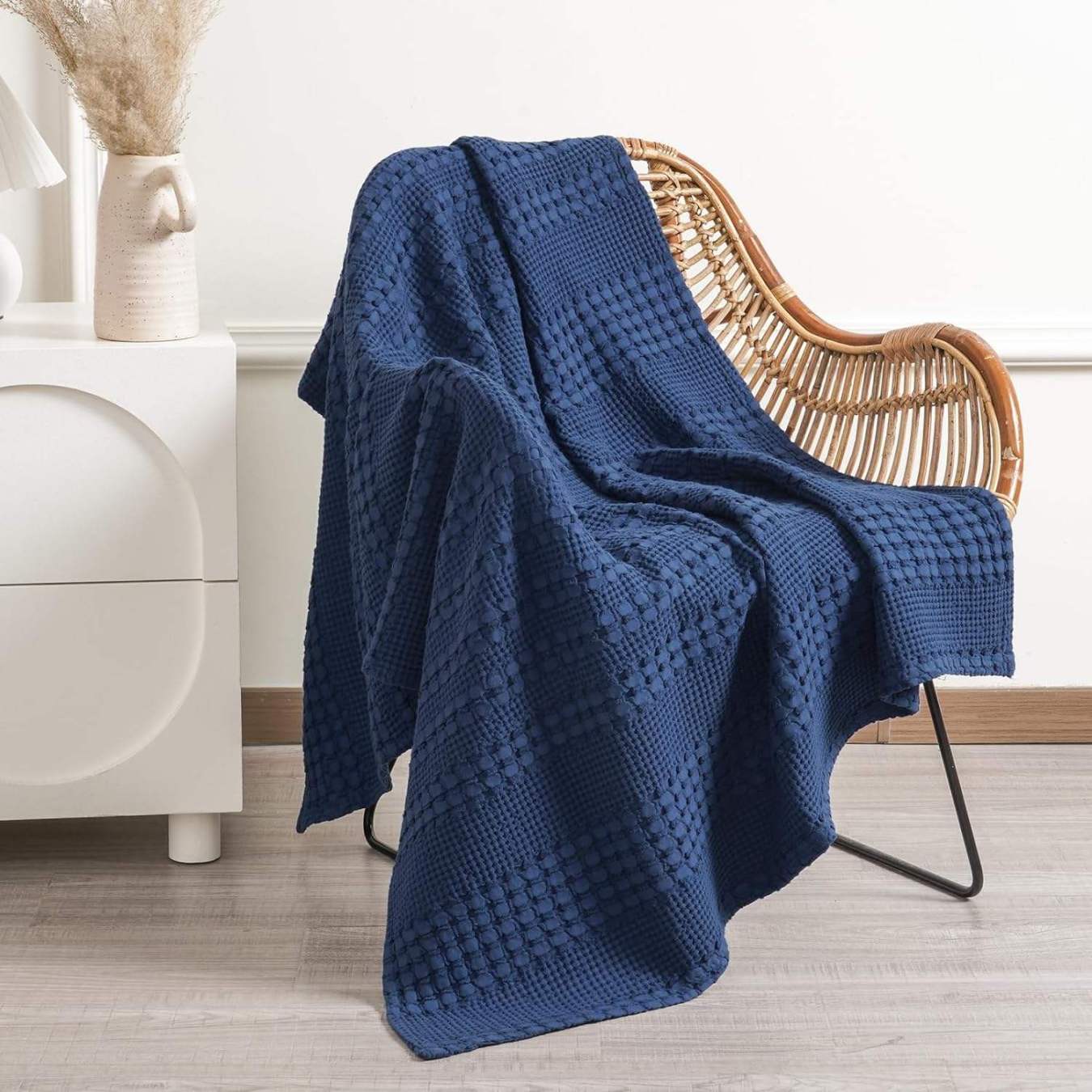 Cotton Waffle Knit Throw Blanket