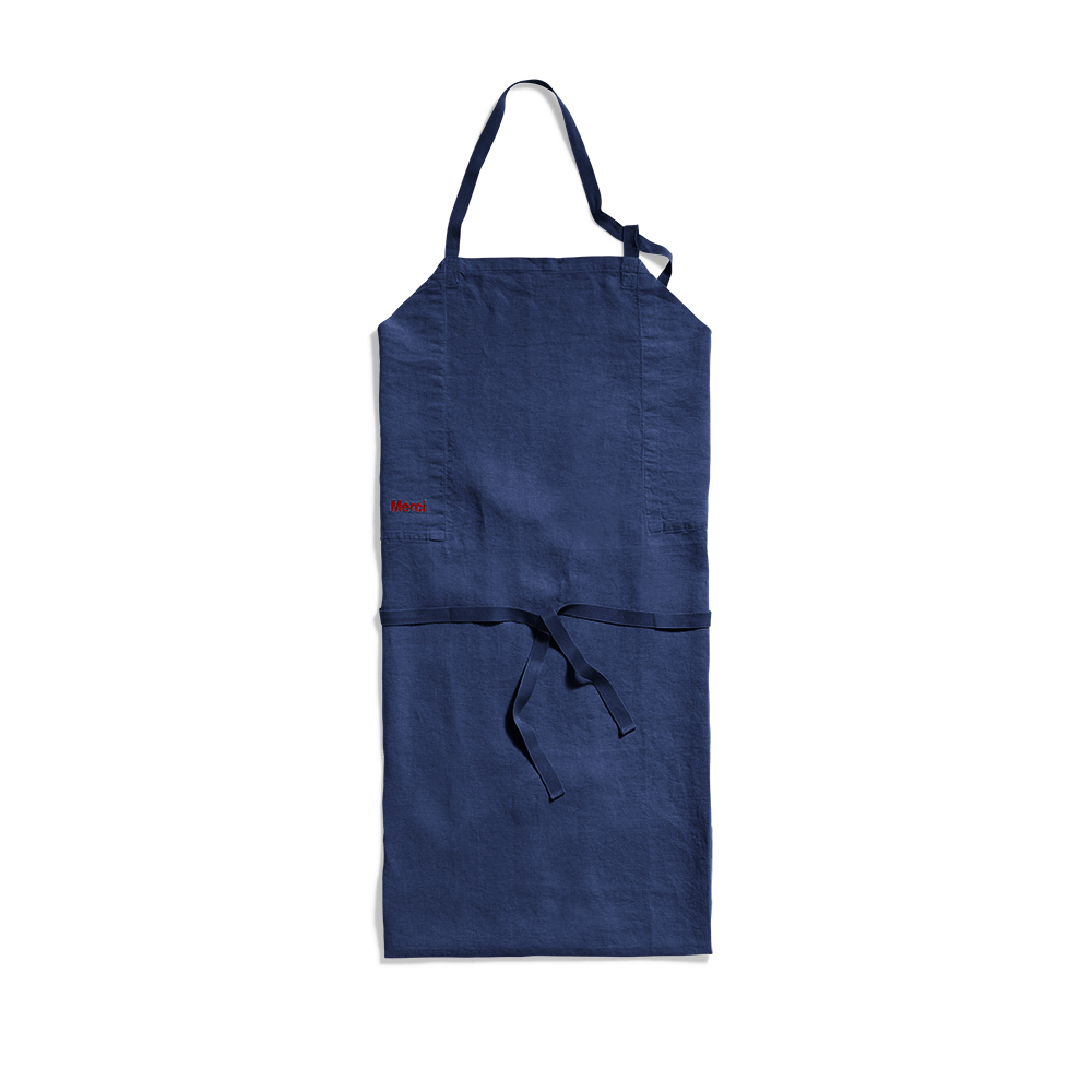 Tablier en lin lavé - Bleu Shibori