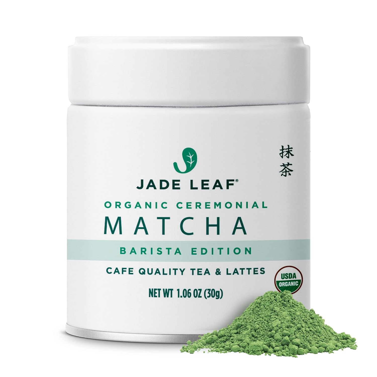 Jade Leaf Matcha Organic Barista Blend Ceremonial Grade Matcha Green Tea Powder - 100% Pure Japanese First Harvest Green Tea for Lattes from Uji and Kagoshima, 30g / 1.06 Ounce (Pack of 1)