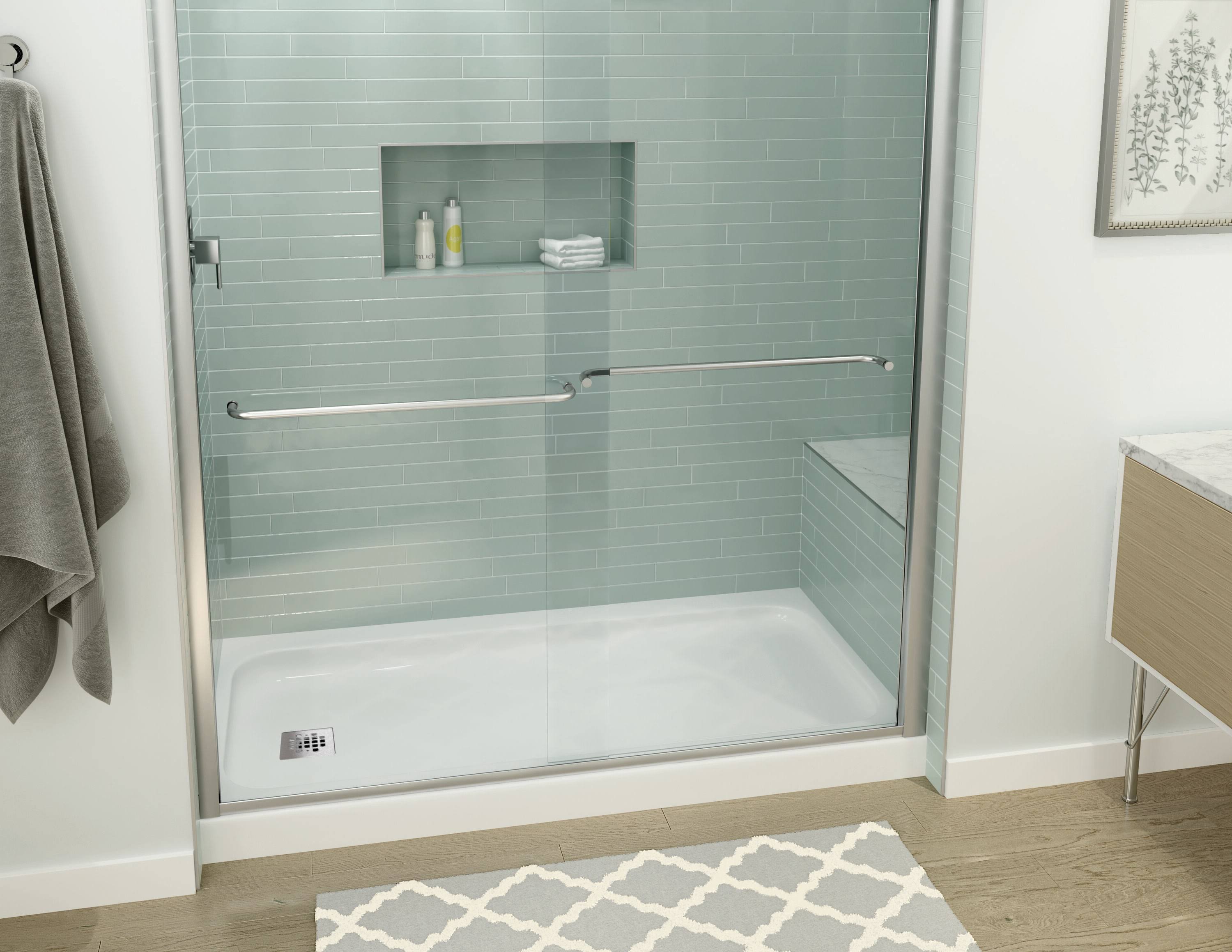 Mansfield 30" x 60" White Enameled Steel Shower Base with Left Drain - Each