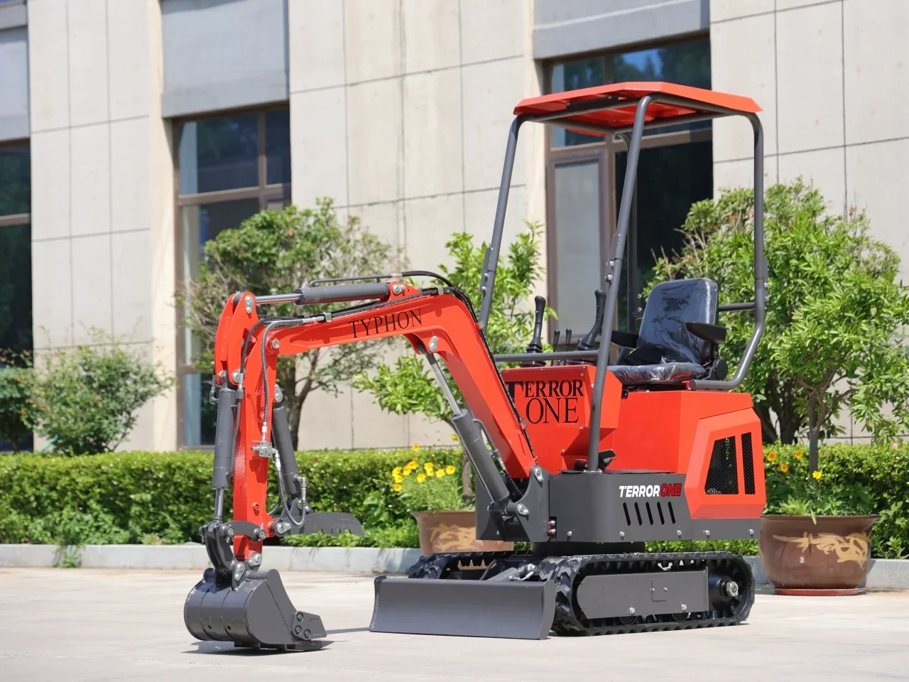 TYPHON TERROR ONE STORM 1-Ton Mini Excavator with Canopy, Hydraulic Thumb, and 13.5hp Engine