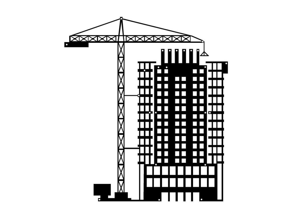 Decoración de Metal Construcciones 2, Negro, 50x0,15x56 cm, Laocacasas