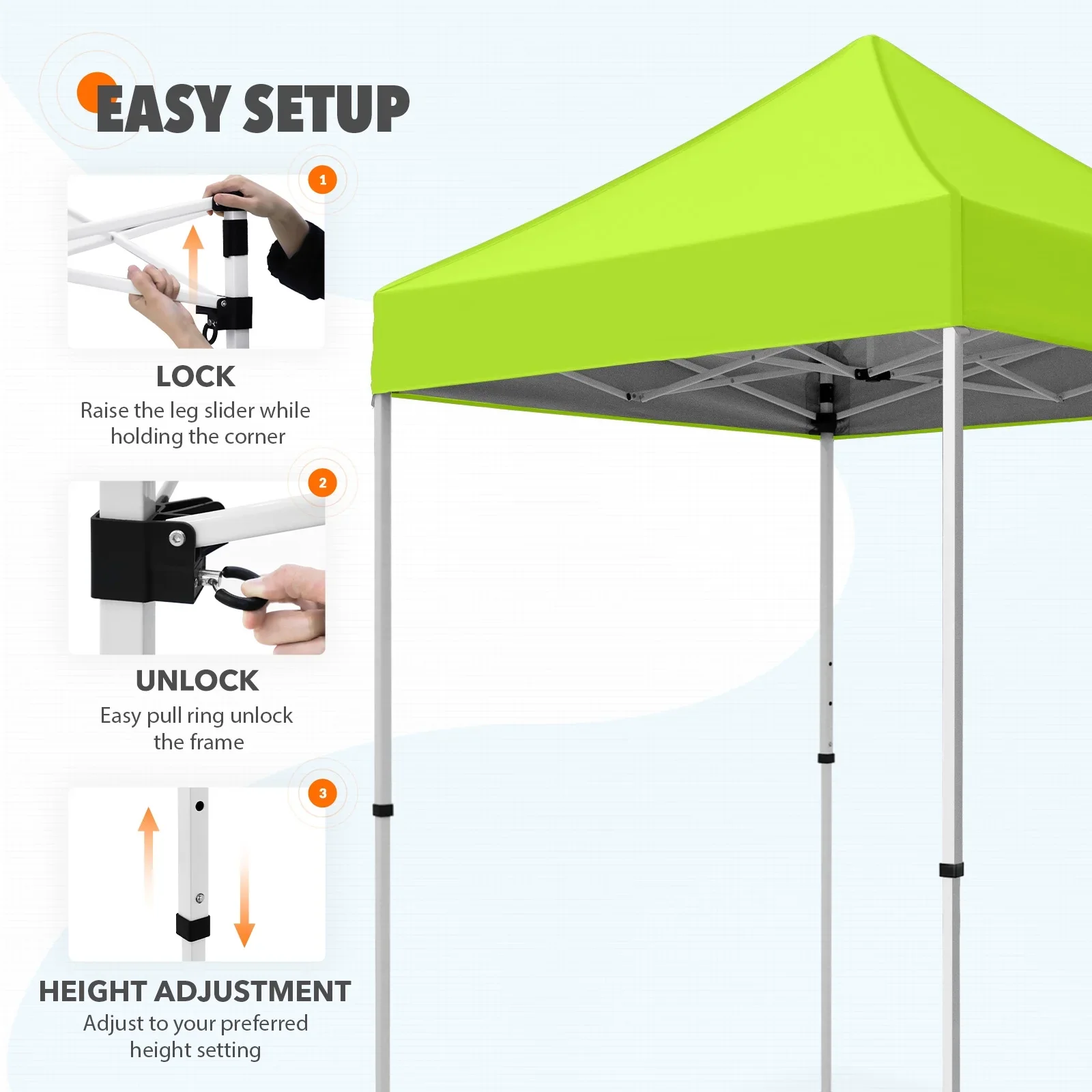 EAGLE PEAK 5x5 Pop up Canopy Tent Instant Outdoor Canopy Easy Set - up Straight Leg Folding Shelter（blue）