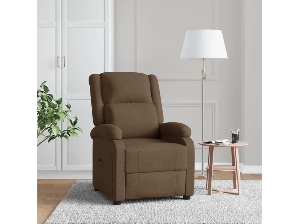 Sillón reclinable de tela marrón