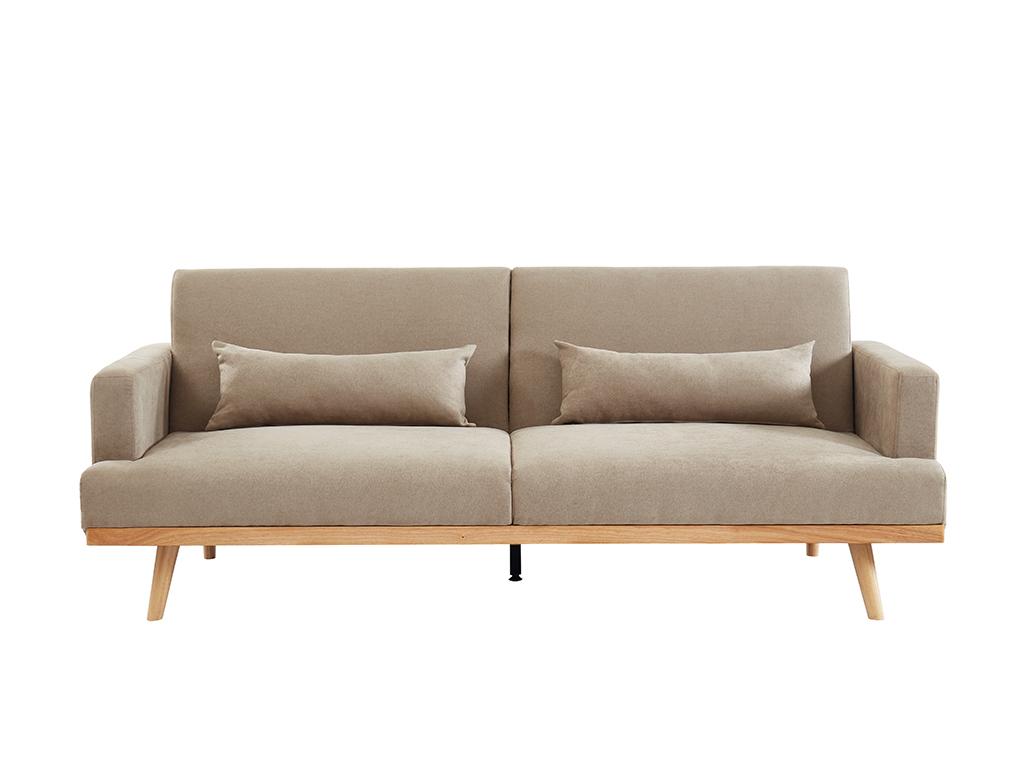 Sofá cama de 3 plazas de tela beige