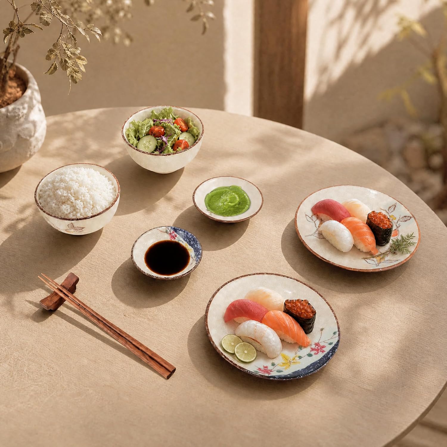 4.5 Inch Japanese Retro Dessert Bowls Set of 6, Ceramic Hand-painted Serving Bowsl Set for Cereal, Salads, Dessert, Ice Cream, Rice, Noodles, Dishwasher Microwave Safe