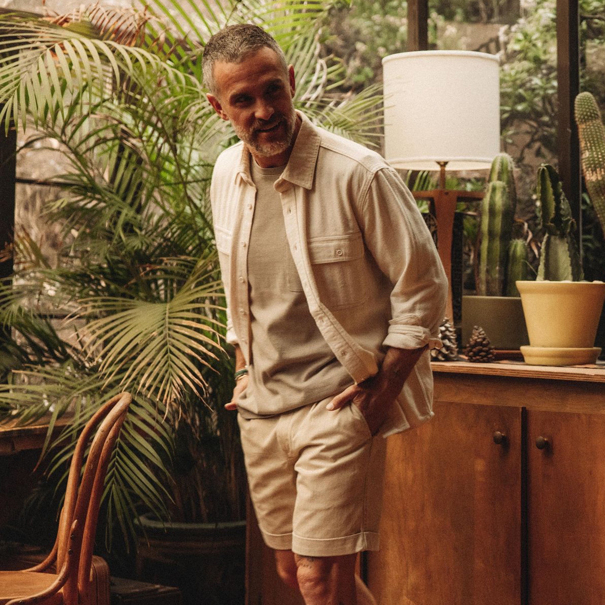 The Ledge Shirt in Oyster Herringbone