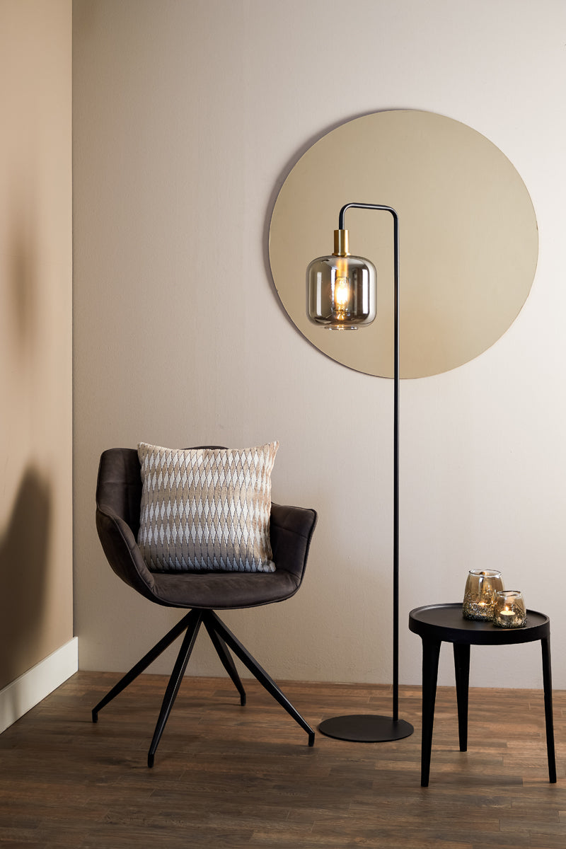 Light & Living Vloerlamp Lekar - Antiek Brons Smoke Glas - Ø28x155 cm