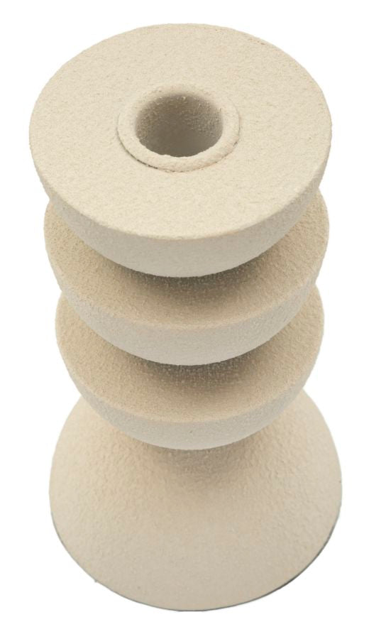 Crèmekleurige metalen kaarsenhouder ø 9x15 cm